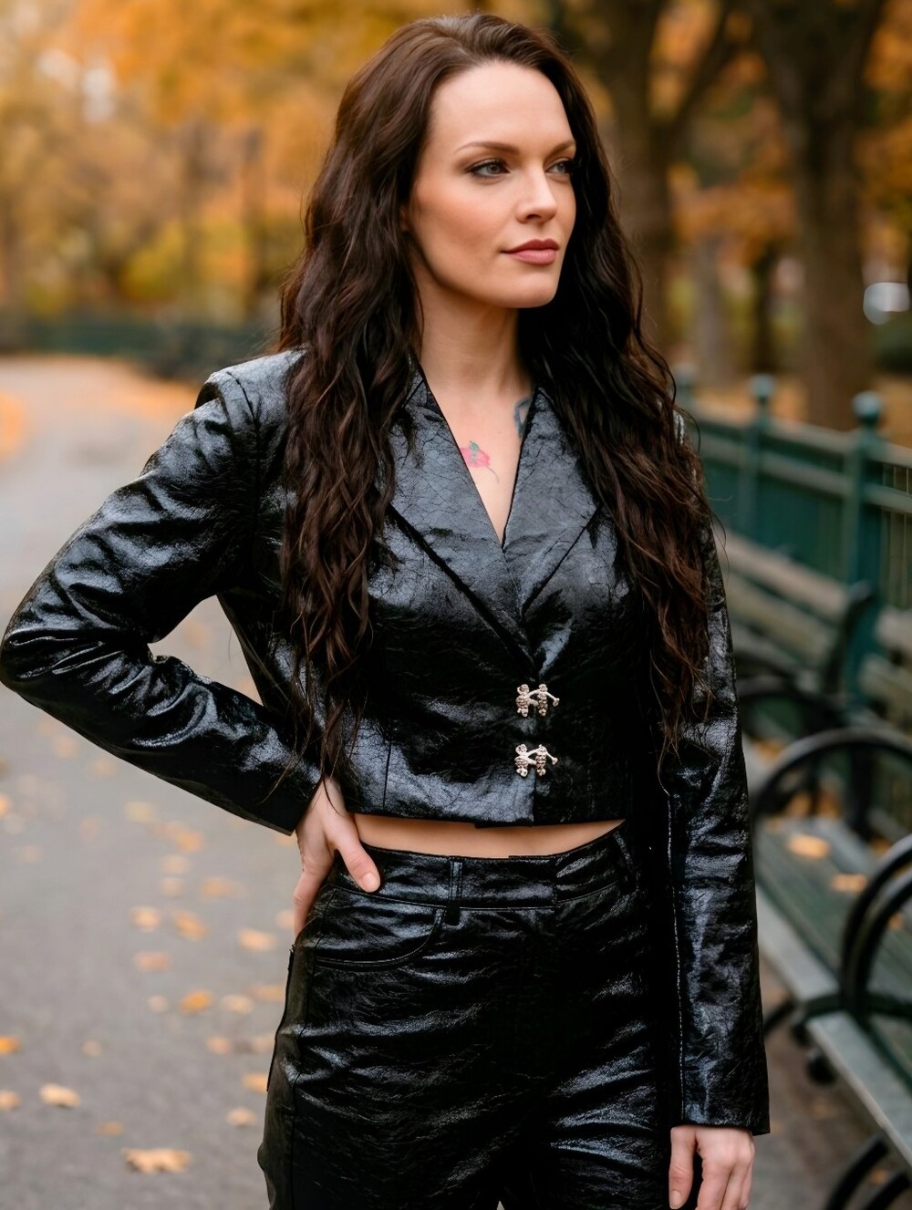 BADEE ✦ Faded Vegan Leather Croc-Texture Crop Jacket ✦ Oversized Hook-Front NWT